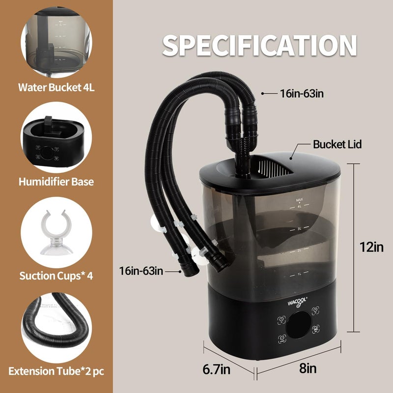 WACOOL TERRA WACOOL Upgraded Digital Timing Reptile Fogger, 4L No Leak Reptile Humidifier with 2 Hose, Top Filling Automatic Terrarium Humidifier Fogger for Reptile Use - Image 3